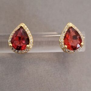 Garnet pearl shape stud earrings